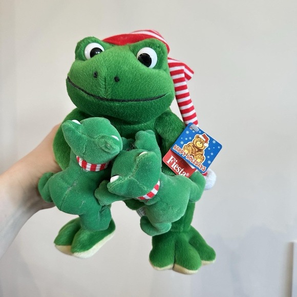 Fiesta Other - VTG‎ New Fiesta "Feliz" Bean Bag Frog & Babies Plush Christmas Santa